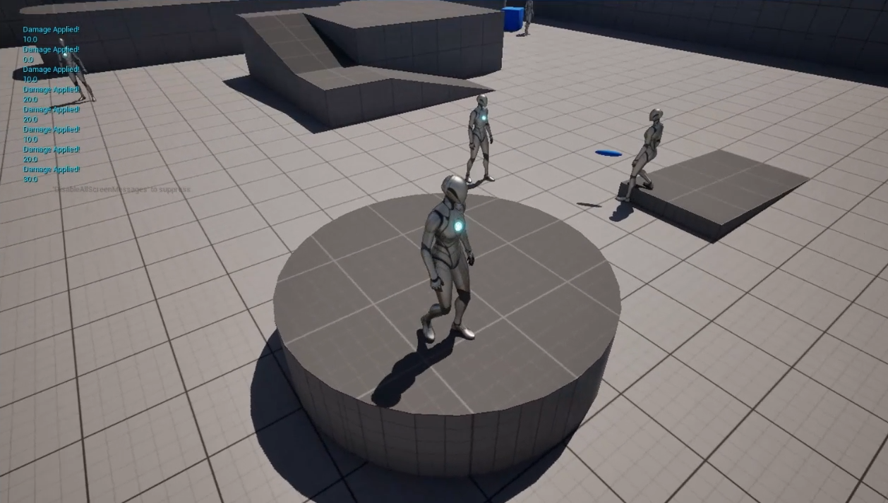 A screenshot of instantaneous action demo — AIs shooting each other